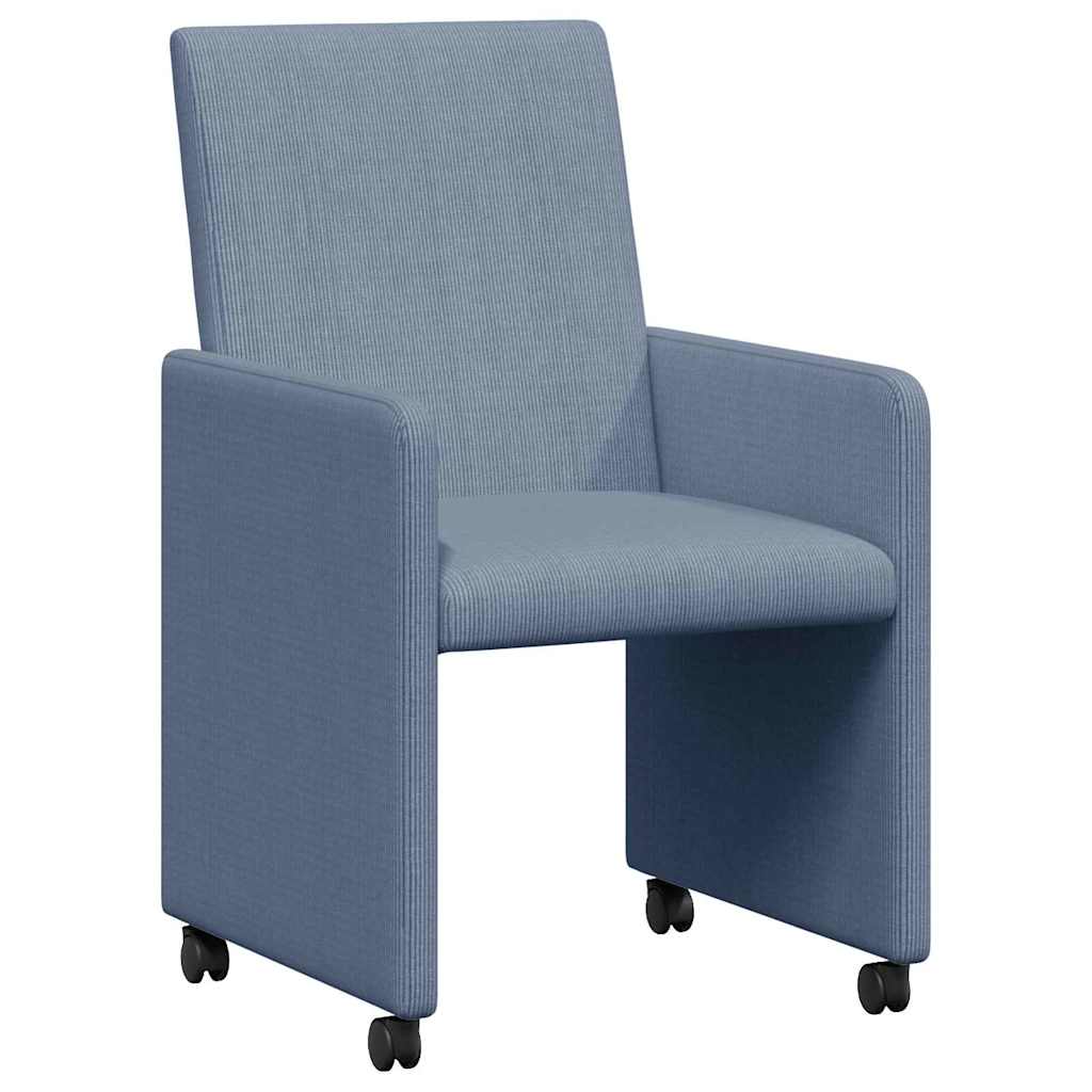 vidaXL Krzesełka jadalne na kółkach 2 pcs Niebieski 57 x 66 x 94 cm