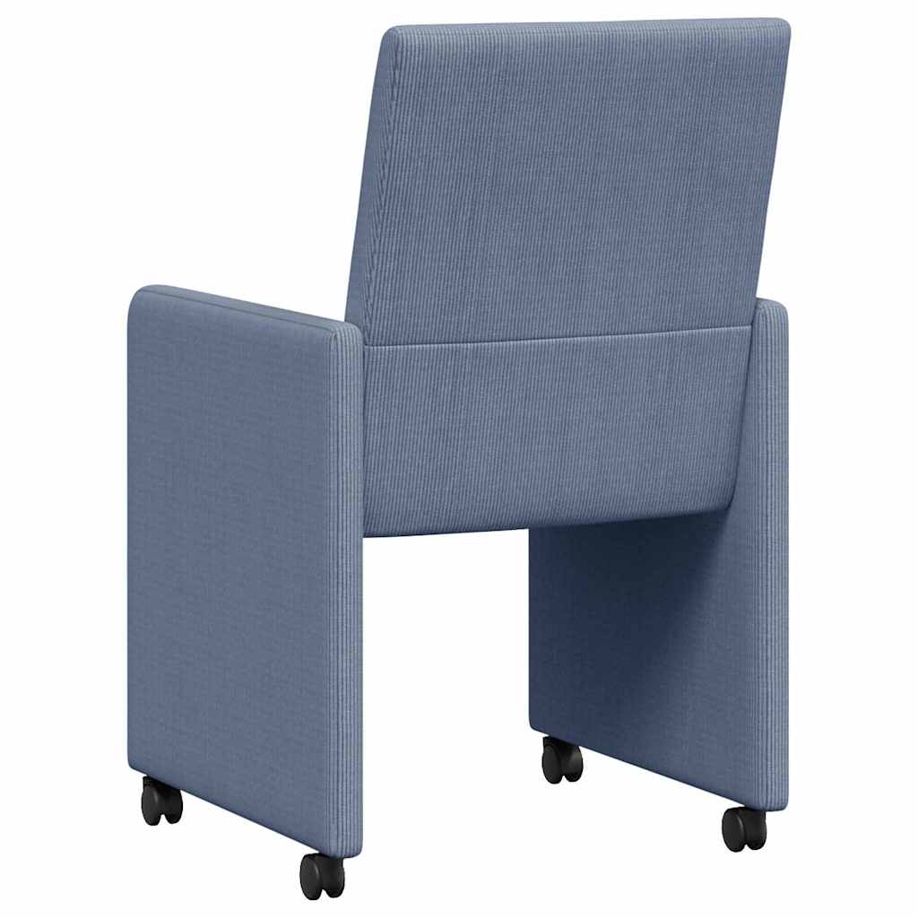 vidaXL Krzesełka jadalne na kółkach 2 pcs Niebieski 57 x 66 x 94 cm