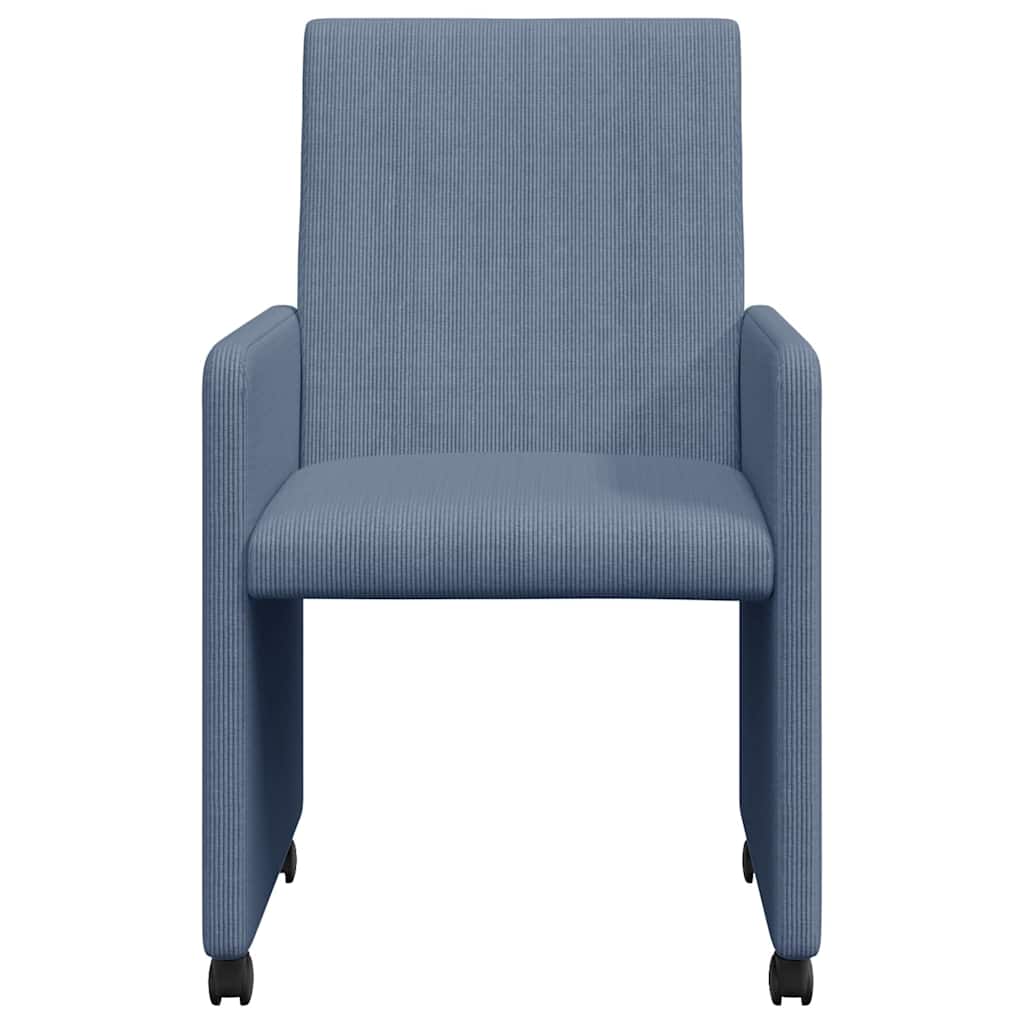 vidaXL Krzesełka jadalne na kółkach 2 pcs Niebieski 57 x 66 x 94 cm