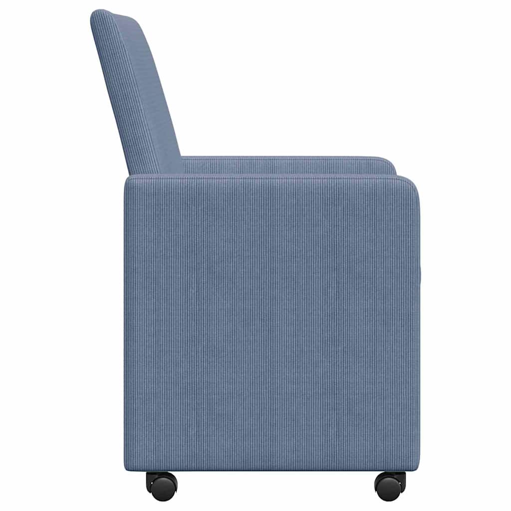 vidaXL Krzesełka jadalne na kółkach 2 pcs Niebieski 57 x 66 x 94 cm