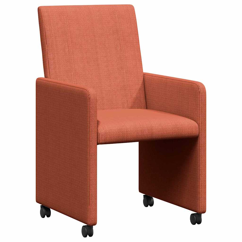 vidaXL Krzesełka jadalne na kółkach 2 pcs Czerwono-pomarańczowy
