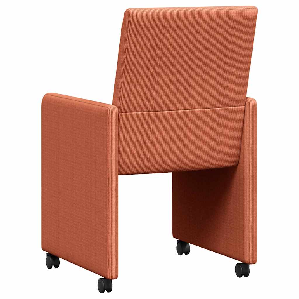 vidaXL Krzesełka jadalne na kółkach 2 pcs Czerwono-pomarańczowy