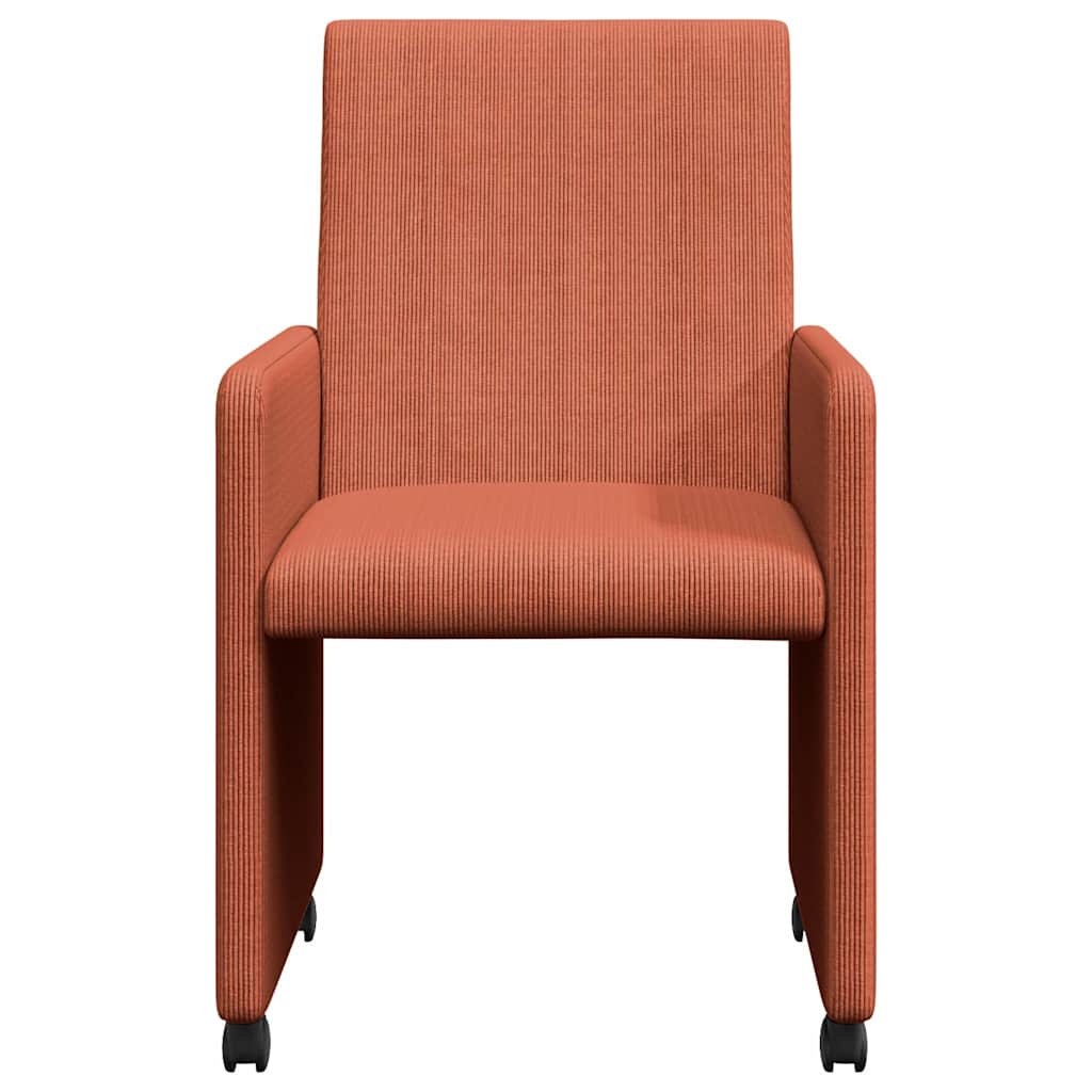 vidaXL Krzesełka jadalne na kółkach 2 pcs Czerwono-pomarańczowy