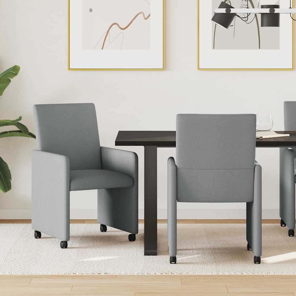 vidaXL Krzesełka jadalne na kółkach 2 pcs Jasnoszary 57 x 66 x 94 cm