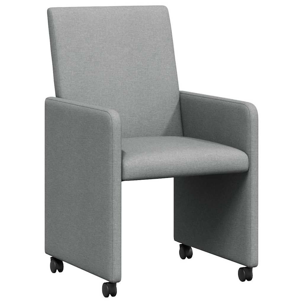 vidaXL Krzesełka jadalne na kółkach 2 pcs Jasnoszary 57 x 66 x 94 cm