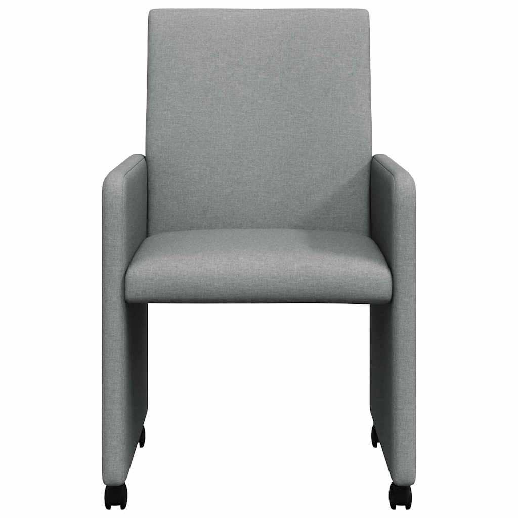 vidaXL Krzesełka jadalne na kółkach 2 pcs Jasnoszary 57 x 66 x 94 cm