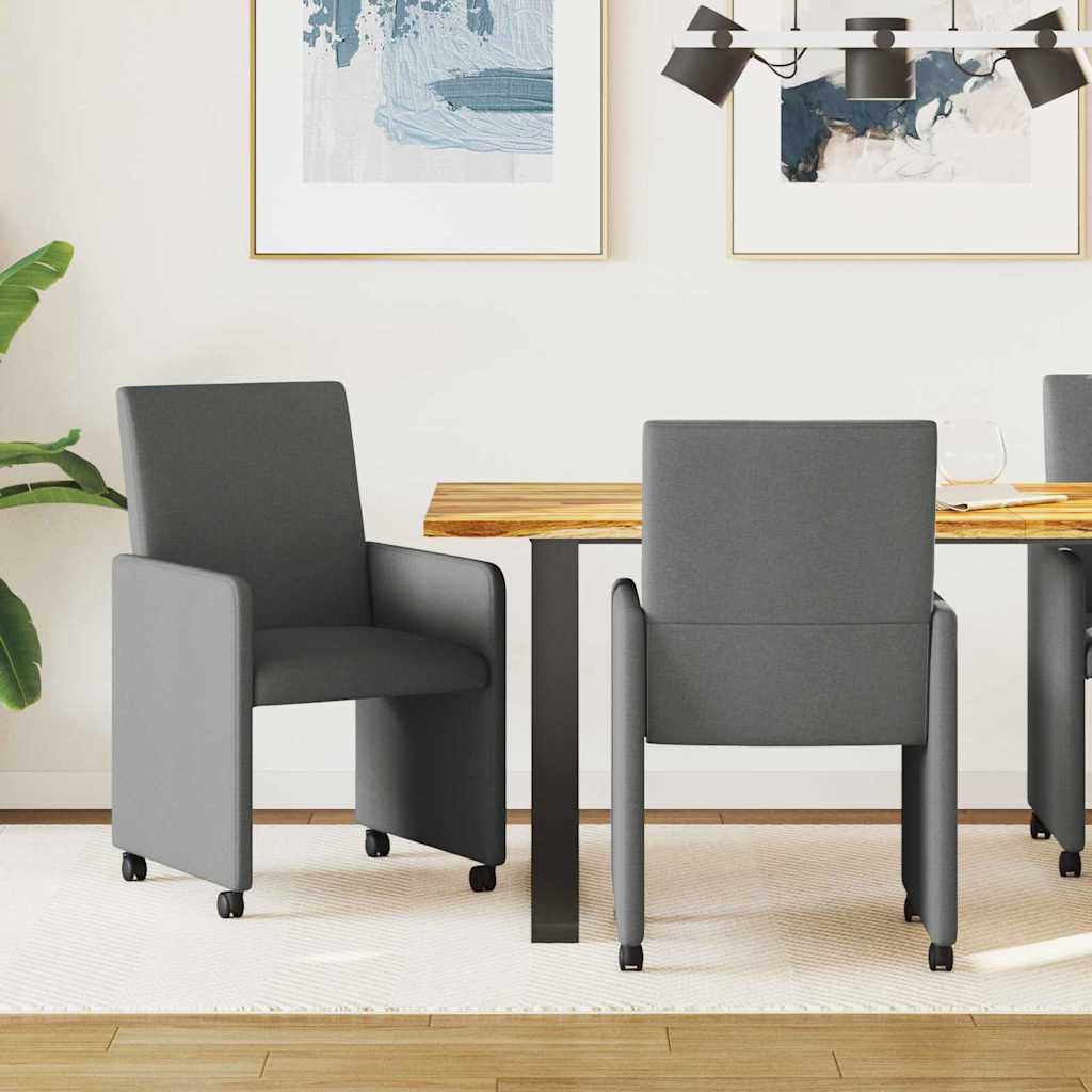 vidaXL Krzesełka jadalne na kółkach 2 pcs Ciemnoszary 57 x 66 x 94 cm