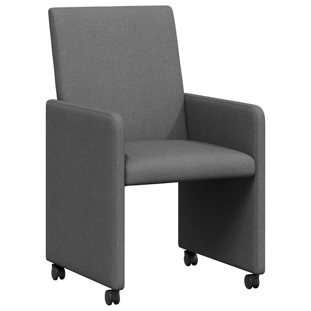 vidaXL Krzesełka jadalne na kółkach 2 pcs Ciemnoszary 57 x 66 x 94 cm