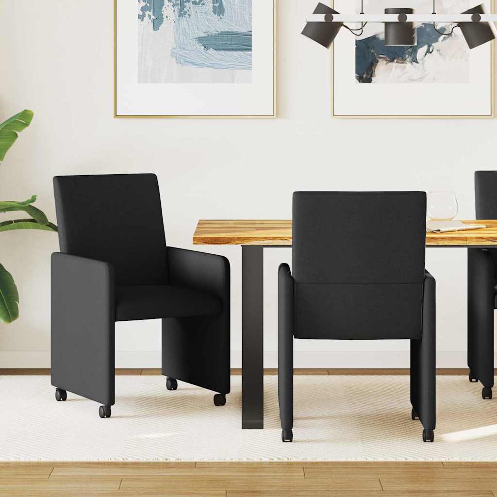 vidaXL Krzesełka jadalne na kółkach 2 pcs Czarny 57 x 66 x 94 cm