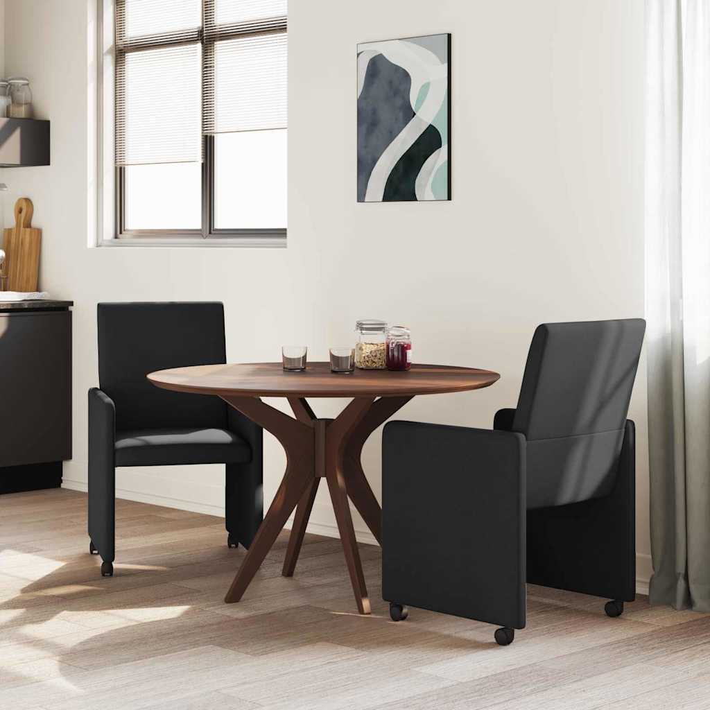 vidaXL Krzesełka jadalne na kółkach 2 pcs Czarny 57 x 66 x 94 cm
