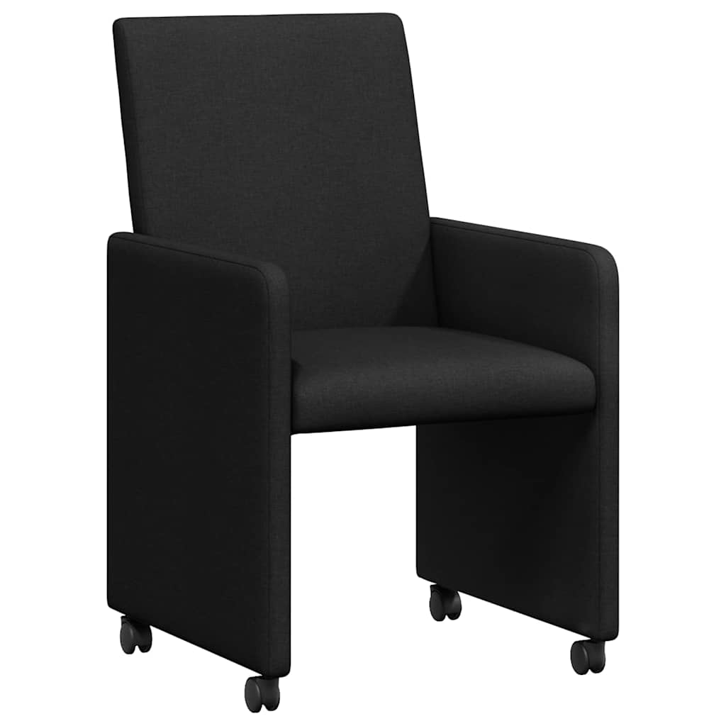vidaXL Krzesełka jadalne na kółkach 2 pcs Czarny 57 x 66 x 94 cm