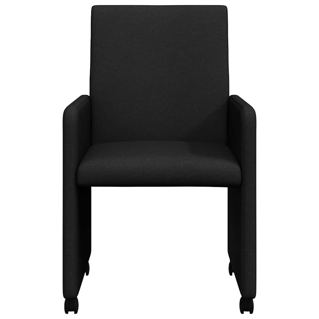 vidaXL Krzesełka jadalne na kółkach 2 pcs Czarny 57 x 66 x 94 cm
