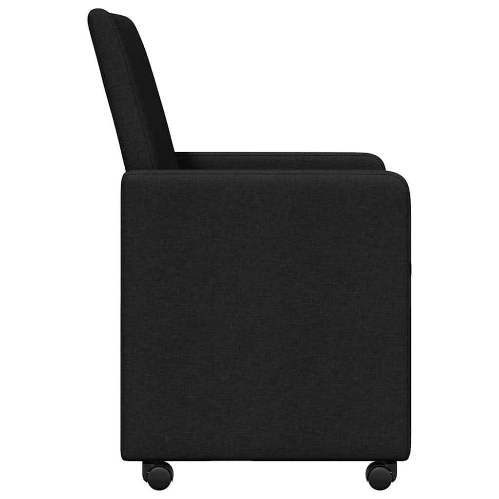 vidaXL Krzesełka jadalne na kółkach 2 pcs Czarny 57 x 66 x 94 cm
