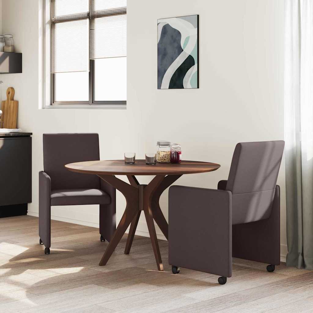 vidaXL Krzesełka jadalne na kółkach 2 pcs Ciemny brąz 57 x 66 x 94 cm