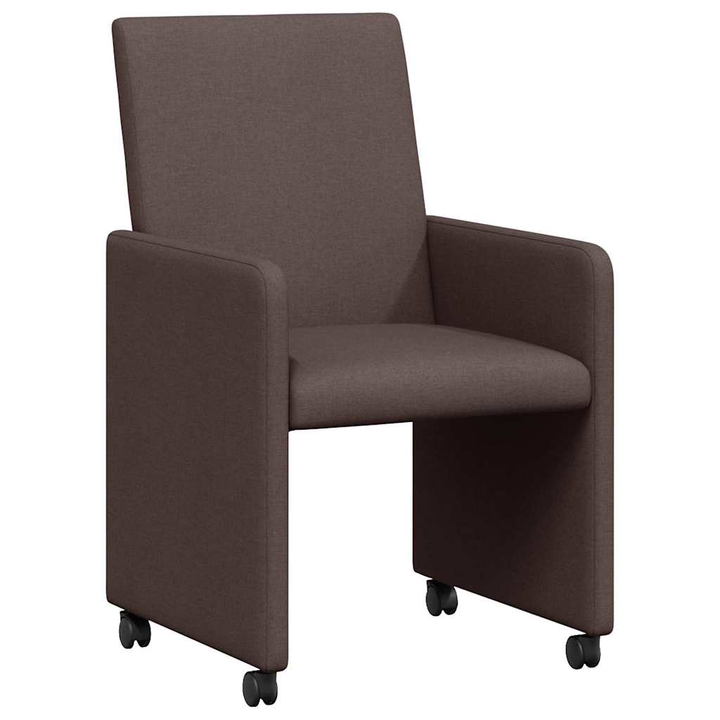 vidaXL Krzesełka jadalne na kółkach 2 pcs Ciemny brąz 57 x 66 x 94 cm