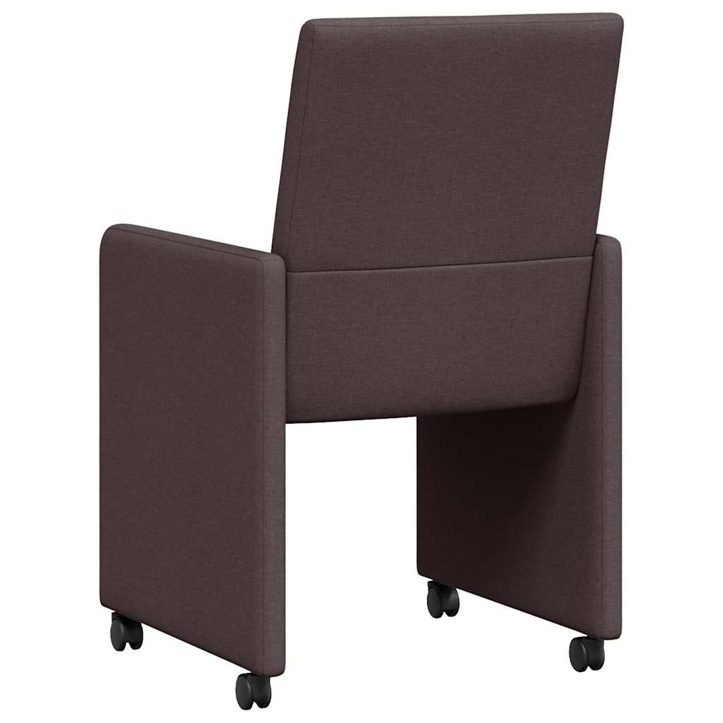 vidaXL Krzesełka jadalne na kółkach 2 pcs Ciemny brąz 57 x 66 x 94 cm