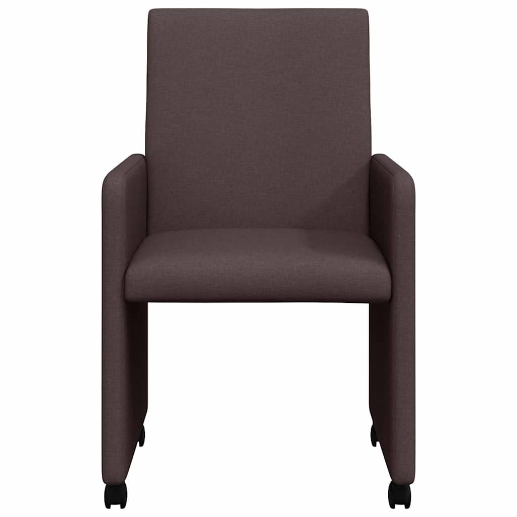 vidaXL Krzesełka jadalne na kółkach 2 pcs Ciemny brąz 57 x 66 x 94 cm