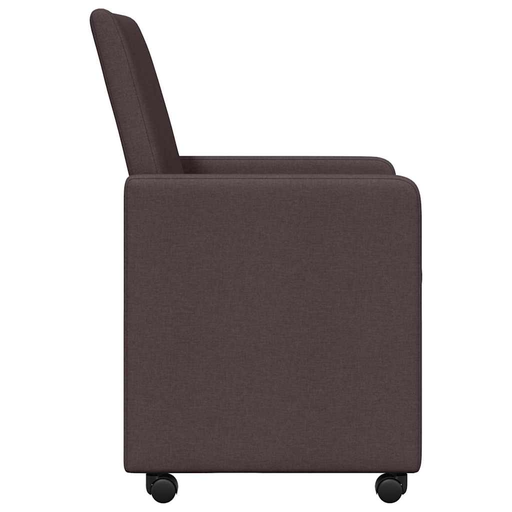 vidaXL Krzesełka jadalne na kółkach 2 pcs Ciemny brąz 57 x 66 x 94 cm