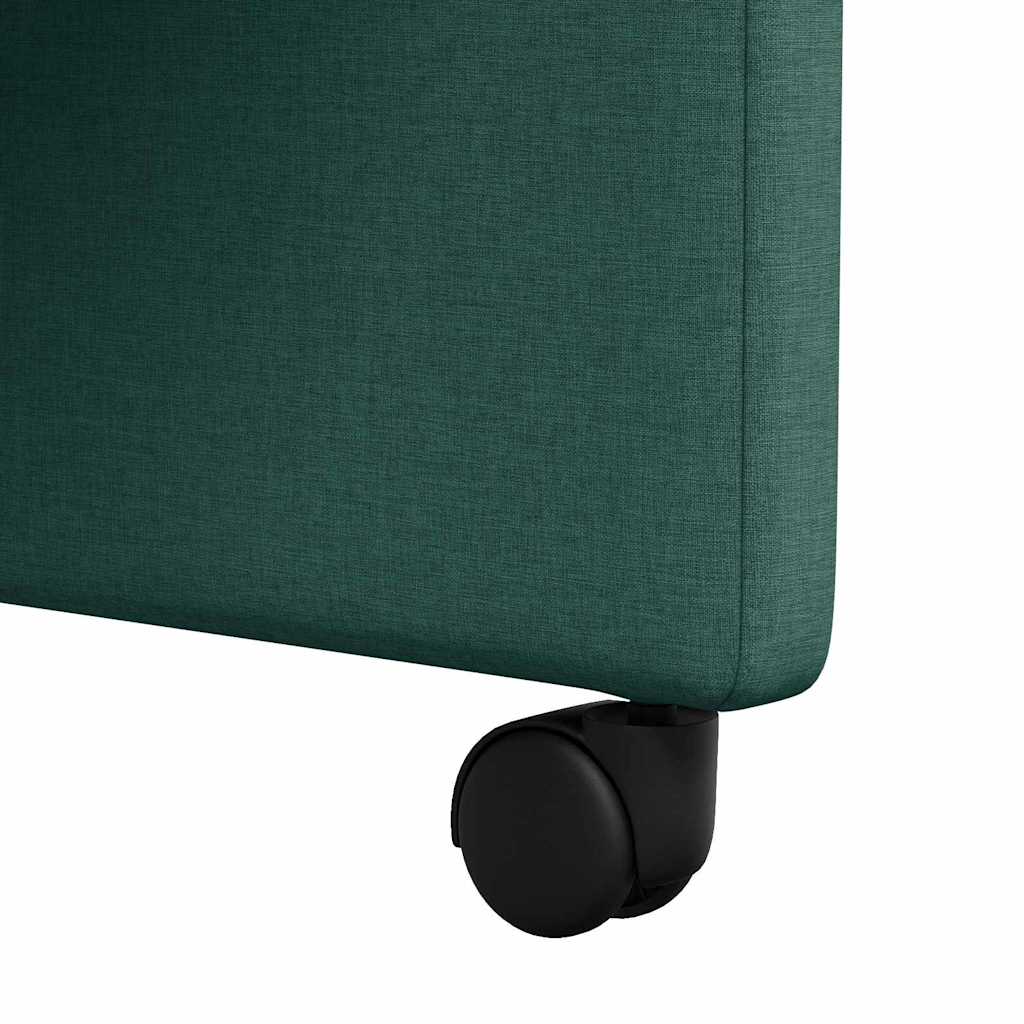 vidaXL Krzesełka jadalne na kółkach 2 pcs Ciemna zieleń tkanina