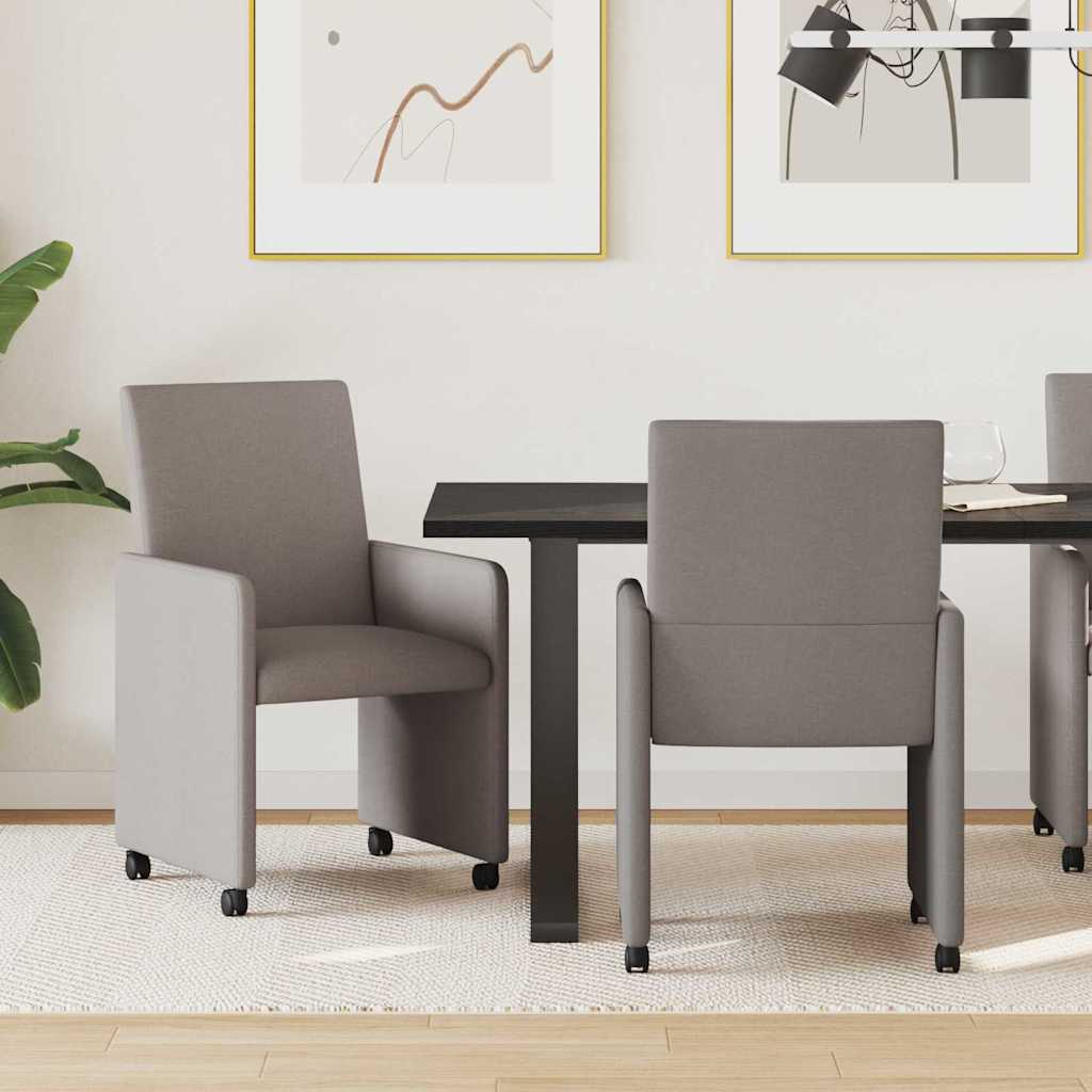 vidaXL Krzesełka jadalne na kółkach 2 pcs Ciemnoszary 57 x 66 x 94 cm