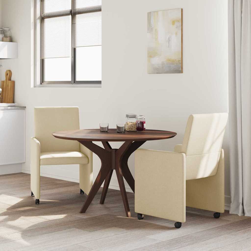 vidaXL Krzesełka jadalne na kółkach 2 pcs Kremowy 57 x 66 x 94 cm