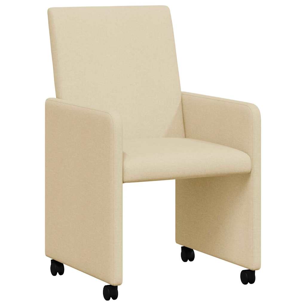 vidaXL Krzesełka jadalne na kółkach 2 pcs Kremowy 57 x 66 x 94 cm