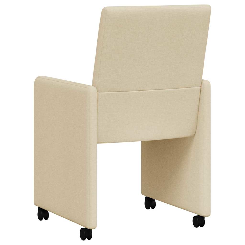 vidaXL Krzesełka jadalne na kółkach 2 pcs Kremowy 57 x 66 x 94 cm