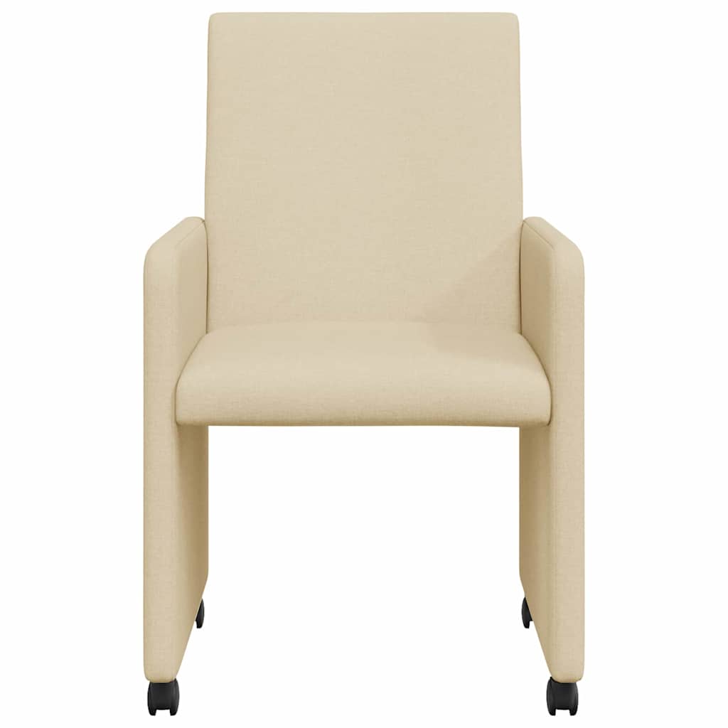 vidaXL Krzesełka jadalne na kółkach 2 pcs Kremowy 57 x 66 x 94 cm
