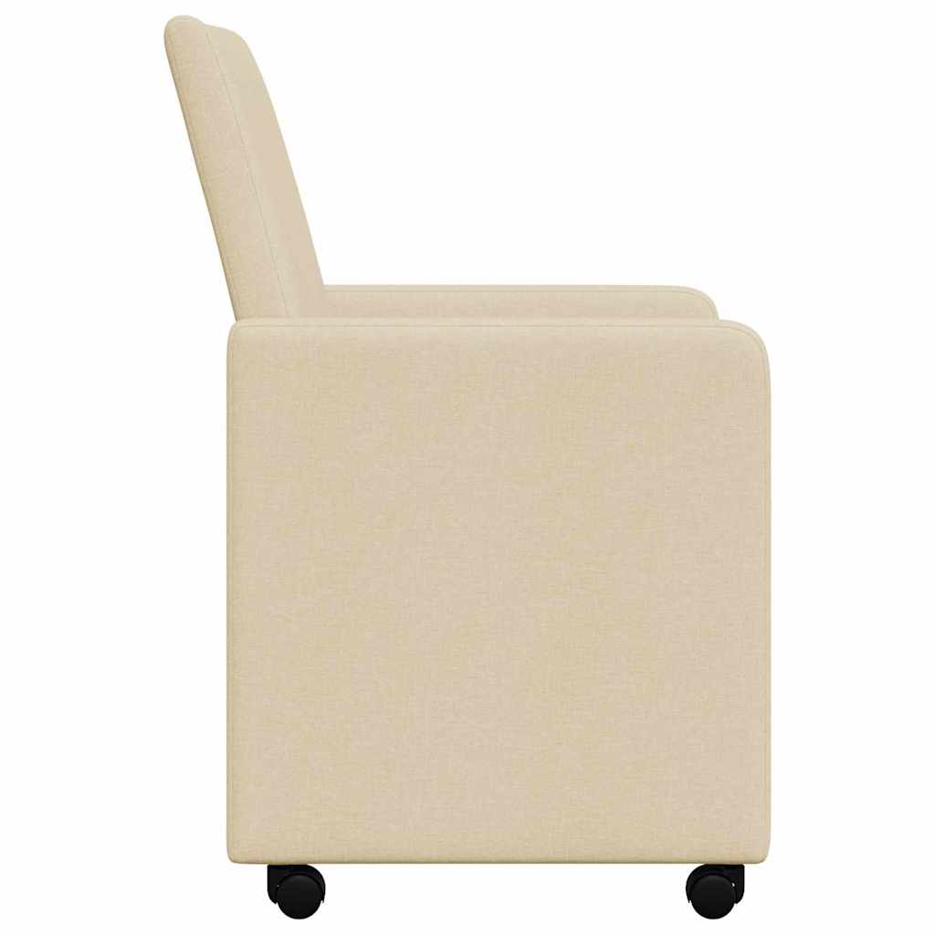 vidaXL Krzesełka jadalne na kółkach 2 pcs Kremowy 57 x 66 x 94 cm