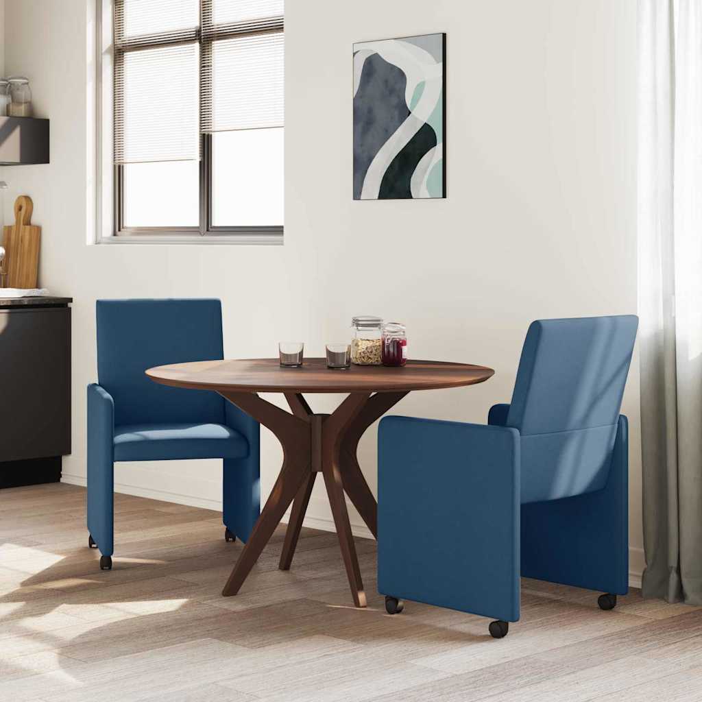 vidaXL Krzesełka jadalne na kółkach 2 pcs Niebieski 57 x 66 x 94 cm