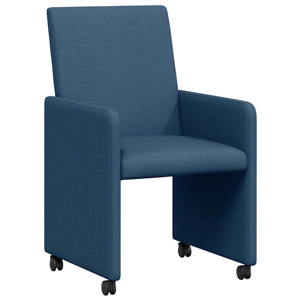 vidaXL Krzesełka jadalne na kółkach 2 pcs Niebieski 57 x 66 x 94 cm