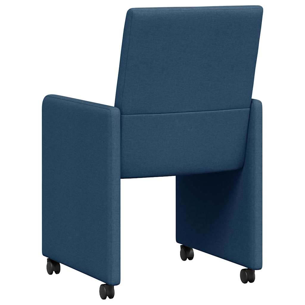 vidaXL Krzesełka jadalne na kółkach 2 pcs Niebieski 57 x 66 x 94 cm