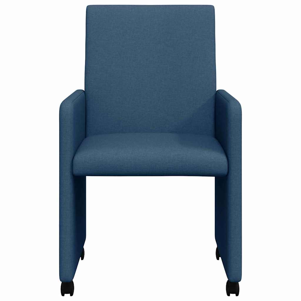 vidaXL Krzesełka jadalne na kółkach 2 pcs Niebieski 57 x 66 x 94 cm