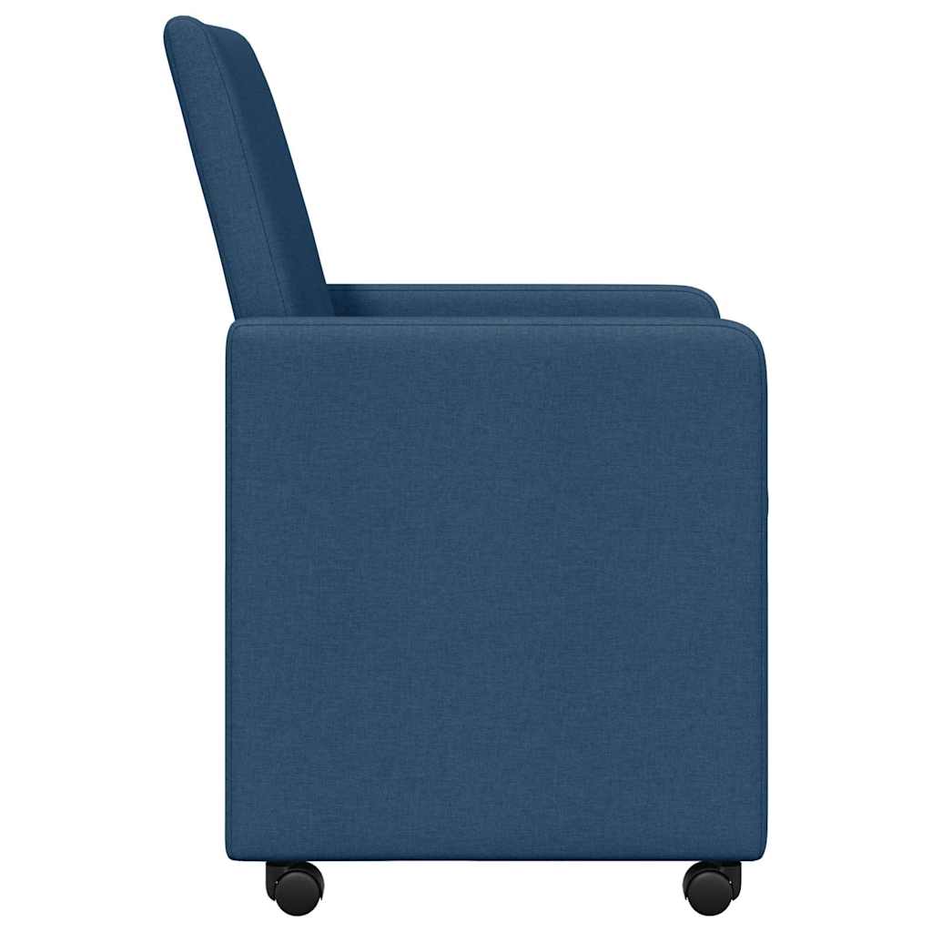 vidaXL Krzesełka jadalne na kółkach 2 pcs Niebieski 57 x 66 x 94 cm