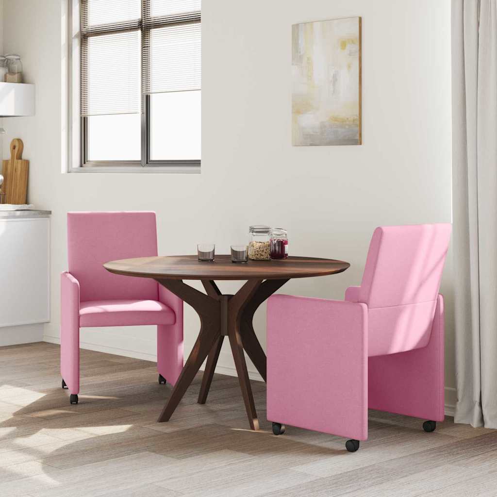 vidaXL Krzesełka jadalne na kółkach 2 pcs Różowy 57 x 66 x 94 cm