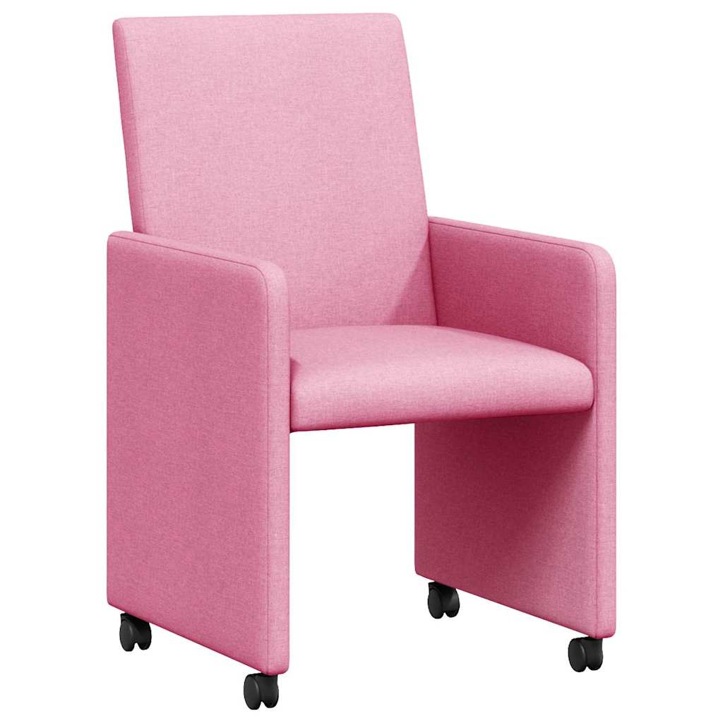 vidaXL Krzesełka jadalne na kółkach 2 pcs Różowy 57 x 66 x 94 cm