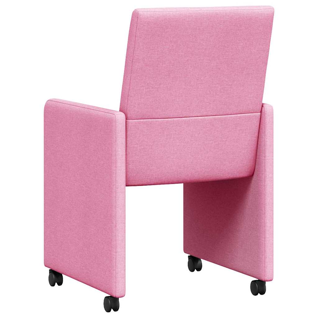 vidaXL Krzesełka jadalne na kółkach 2 pcs Różowy 57 x 66 x 94 cm