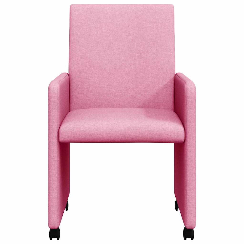 vidaXL Krzesełka jadalne na kółkach 2 pcs Różowy 57 x 66 x 94 cm