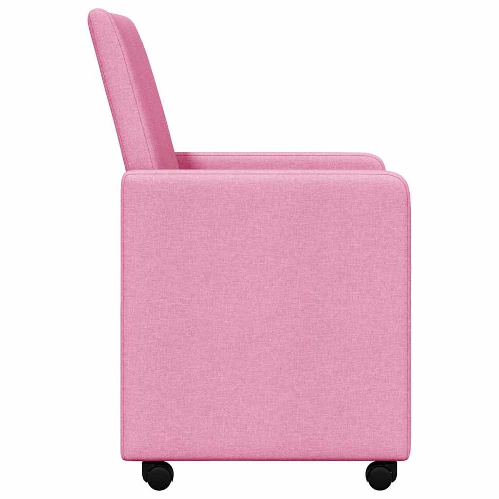 vidaXL Krzesełka jadalne na kółkach 2 pcs Różowy 57 x 66 x 94 cm