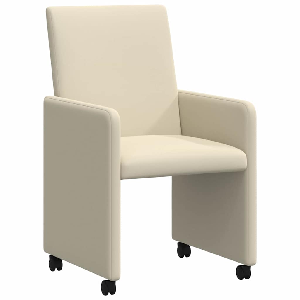 vidaXL Krzesełka jadalne na kółkach 2 pcs Kremowy 57 x 66 x 94 cm