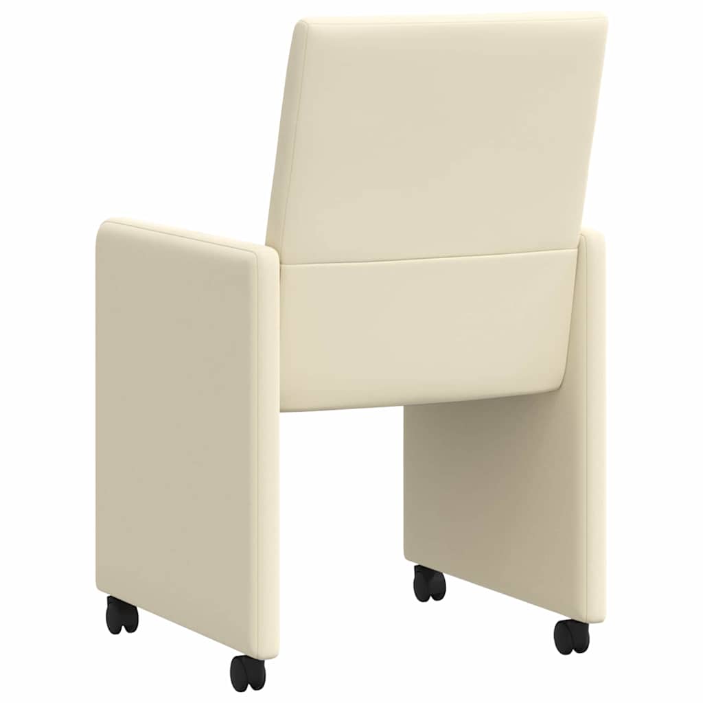 vidaXL Krzesełka jadalne na kółkach 2 pcs Kremowy 57 x 66 x 94 cm