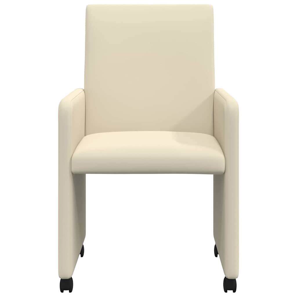 vidaXL Krzesełka jadalne na kółkach 2 pcs Kremowy 57 x 66 x 94 cm