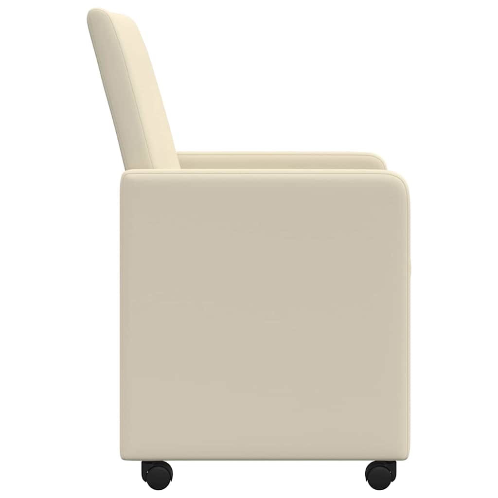 vidaXL Krzesełka jadalne na kółkach 2 pcs Kremowy 57 x 66 x 94 cm