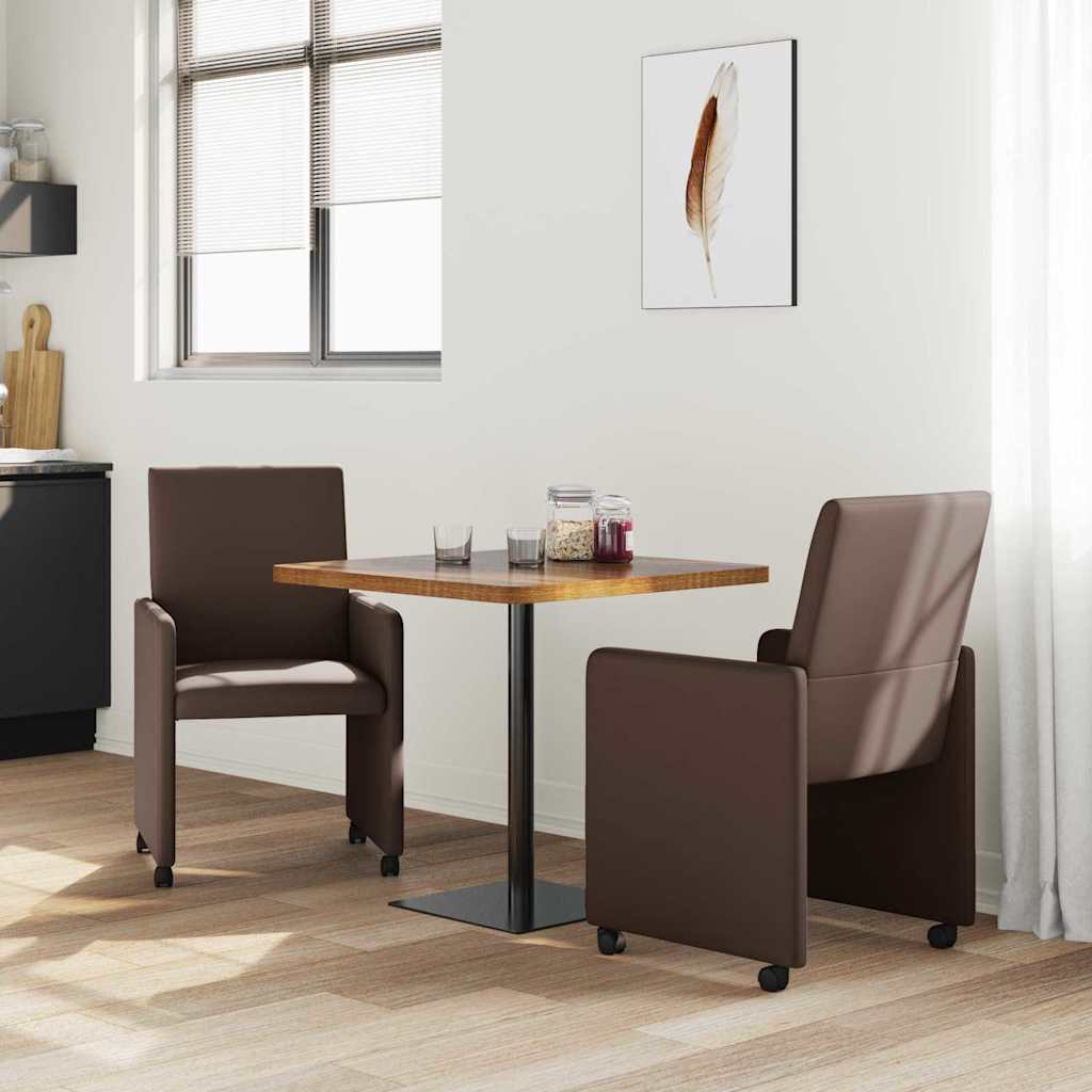 vidaXL Krzesełka jadalne na kółkach 2 pcs Brązowy 57 x 66 x 94 cm