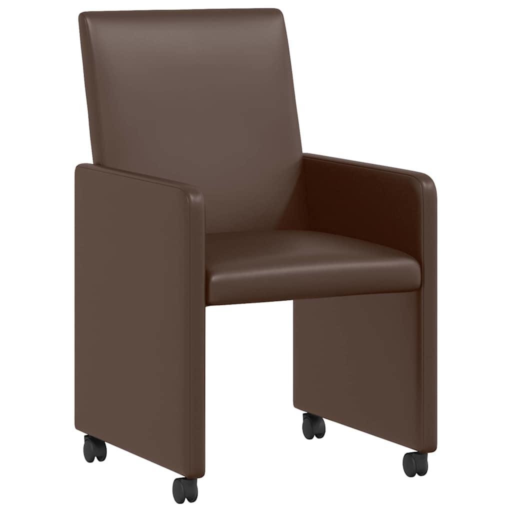 vidaXL Krzesełka jadalne na kółkach 2 pcs Brązowy 57 x 66 x 94 cm