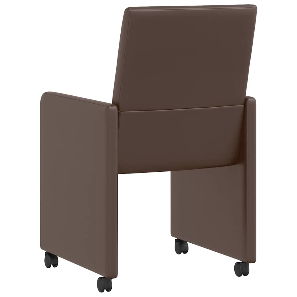 vidaXL Krzesełka jadalne na kółkach 2 pcs Brązowy 57 x 66 x 94 cm