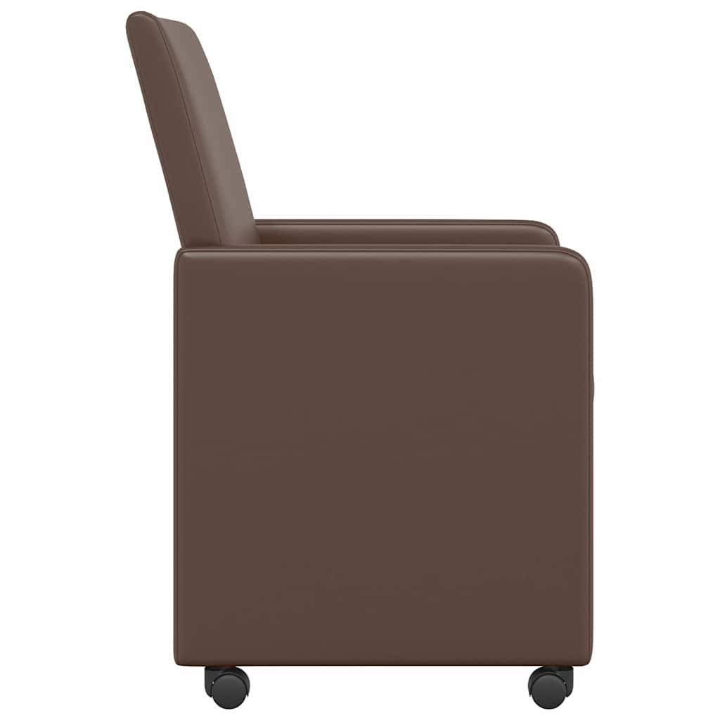 vidaXL Krzesełka jadalne na kółkach 2 pcs Brązowy 57 x 66 x 94 cm