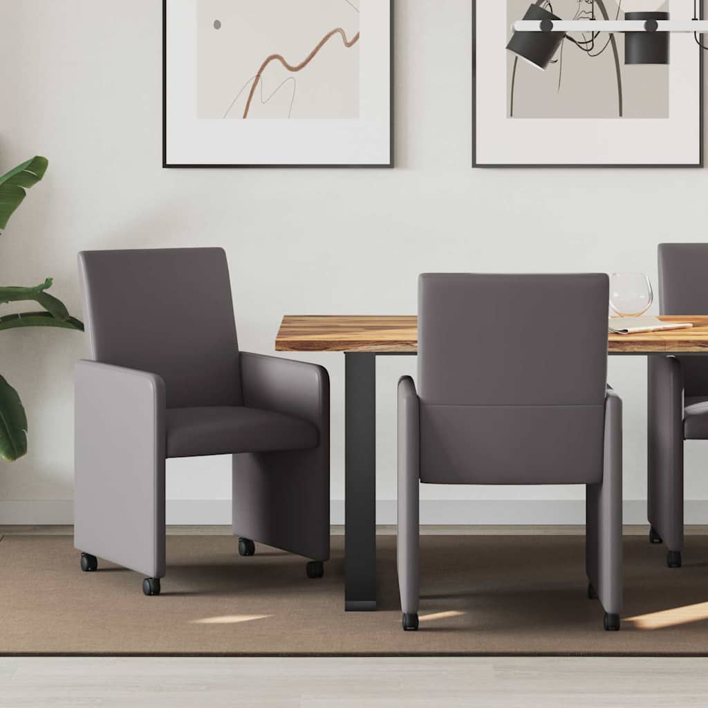 vidaXL Krzesełka jadalne na kółkach 2 pcs Szary 57 x 66 x 94 cm