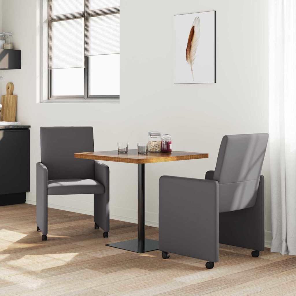 vidaXL Krzesełka jadalne na kółkach 2 pcs Szary 57 x 66 x 94 cm