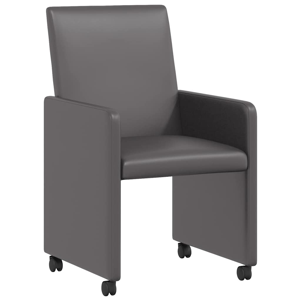 vidaXL Krzesełka jadalne na kółkach 2 pcs Szary 57 x 66 x 94 cm